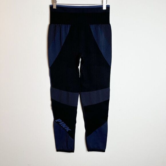 Pink Victoria's Secret Womens Cool & Comfy Leggings Sz L Multi Knit Black & Blue - Picture 7 of 10